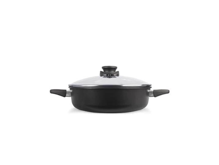Set Original Gundel GUSS-KASSEROLLE INDUKTION, Ø 26 cm, Höhe 7,5 cm, Servierpfanne mit Glasdeckel, BIOTAN-Oberfläche, backofenfeste Griffe