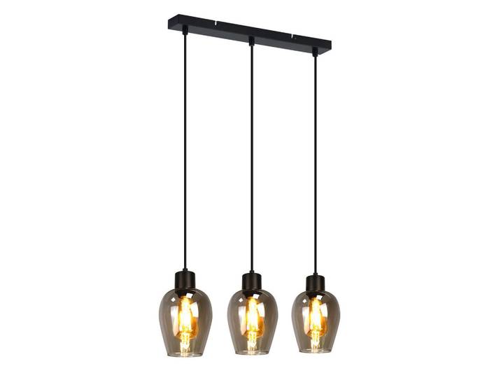 ZMH Pendelleuchte Robert 48/5/120 cm, Schwarz, Glas, E27, 5x120x48 cm, Lampen & Leuchten, Innenbeleuchtung, Hängeleuchten, Pendelleuchten