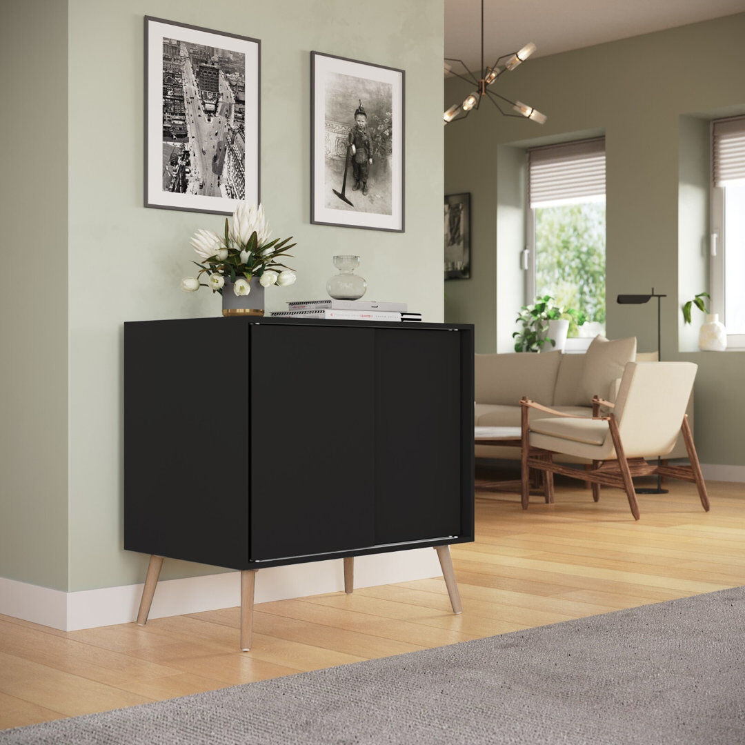 Norden Home Rectangle Accent Cabinet Black/Pine 80cm H X 80cm W X 51.5cm D