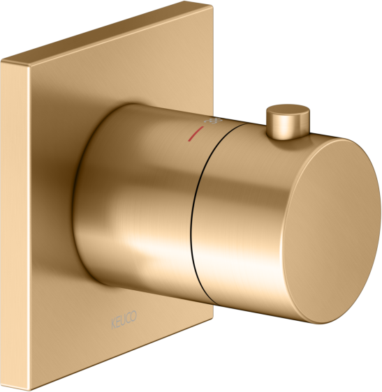 KEUCO IXMO Fertigmontageset 59553250002 Unterputz-Thermostat-Armatur, eckig, messing gebürstet