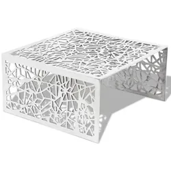 Décoshop26 - Quadratischer Design-Couchtisch aus perforiertem Aluminium – silberfarben – 69 × 69 cm DEC037316