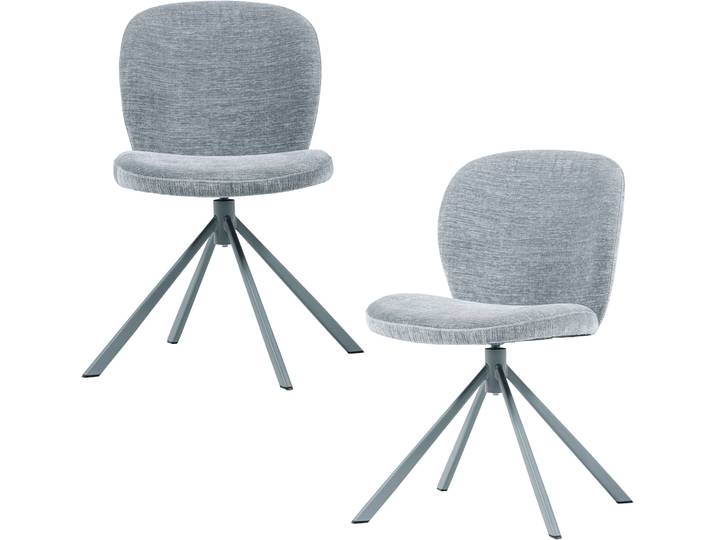 Esszimmerstuhl WOOOD Femke mit Chenille-Bezug und Drehmechanismus 58 x 65 x 80 cm (2er-Set) , blau, B:58cm H:80cm T:65cm, Holzwerkstoff, Stahl, Stühle, Esszimmerstuhl, Hohe Verschleißfestigkeit, Tragkraft 120 kg, Lieferung im Zweierpack