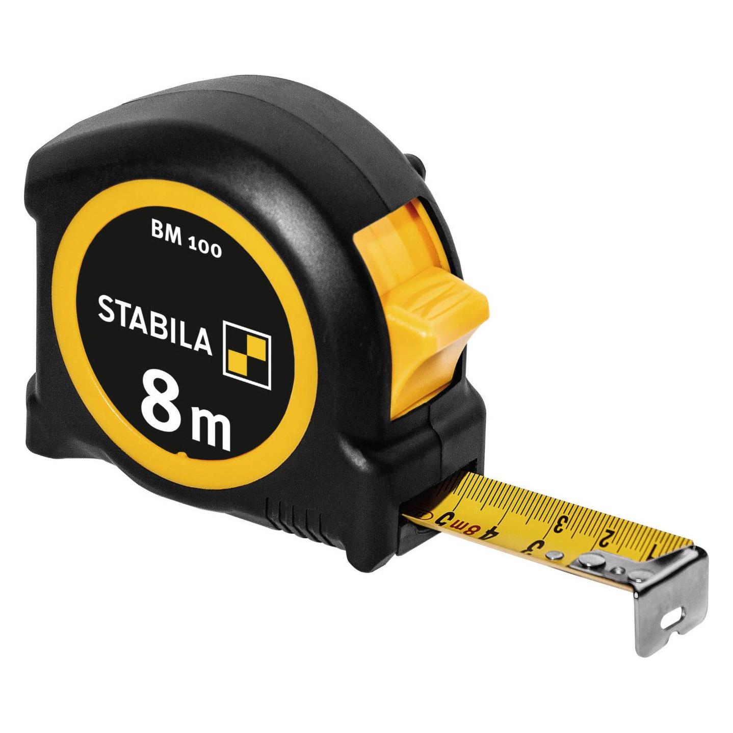 Stabila Taschenbandmass BM 100, metrische Skala (8 m) (19581)