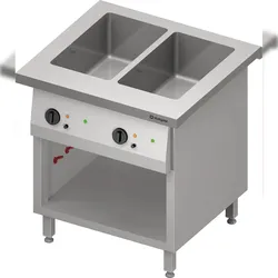 Stalgast Bain-Marie-Station "Free Flow" 2x GN1/1-Becken, 799x750x880 mm Edelstahlabdeckung