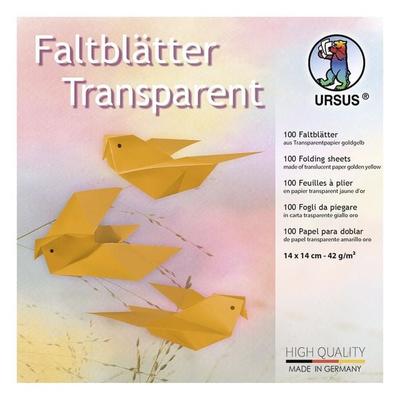 URSUS Faltblätter Faltblätter Transparentpapier, 14 x 14 cm, goldgelb, 100 Blatt