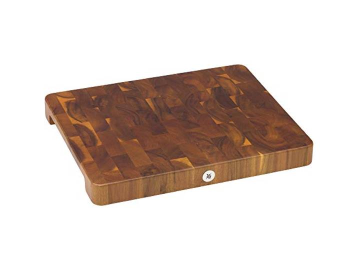 WMF Schneidebrett Holz groß massiv 40 x 32 x 4 cm, Holz, Akazienholz, klingenschonend, große Arbeitsfläche, Küchenbrett, Stirnholzoptik, Gummierte Füße