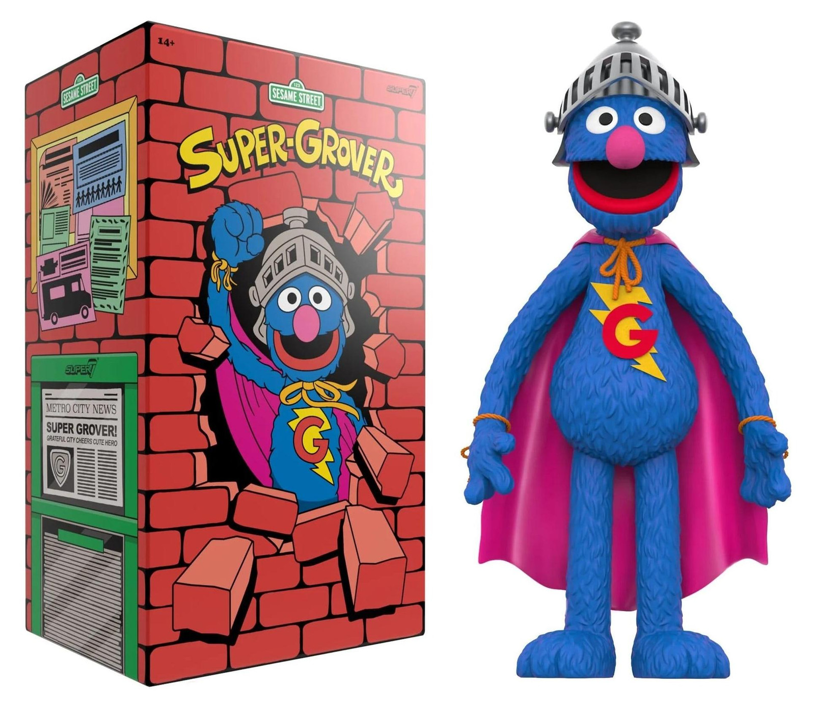 Super7 Sesamstraat Supersize Vinyl Figuur Super Grobi, 36 cm