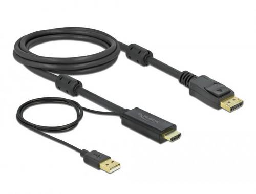 Delock DisplayPort / HDMI / USB Anschlusskabel HDMI-A Stecker, USB-A Stecker, DisplayPort Stecker 2m Schwarz 85964 vergoldete