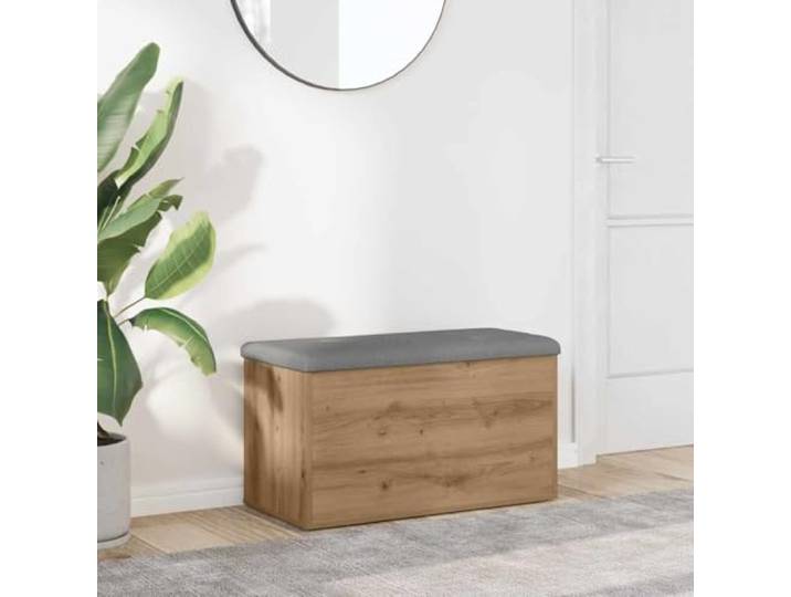 Aufbewahrungsbank Artisan-Eiche Holzwerkstoff 82x42x45 cm mit Sitzkissen Gepolstertes Sitzkissen, robuste Scharniere, viel Stauraum, Flur und Wohnzimmer, 110 kg belastbar