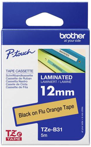Brother TZe TZe-B31 Bandfarbe: Signal-Orange Schriftfarbe:Schwarz 12mm 5m