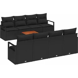 vidaXL Garten-Sofa-Set 9 pcs Schwarz