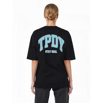 Oversize-Shirt TRUEPRODIGY "Arin F Logo Print Oversized Rundhals", Damen, Gr. M, schwarz, Obermaterial: 100% Baumwolle CO., Rundhals, Shirts