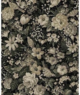 NextWall Vintage Bird Garden Peel and Stick Wallpaper