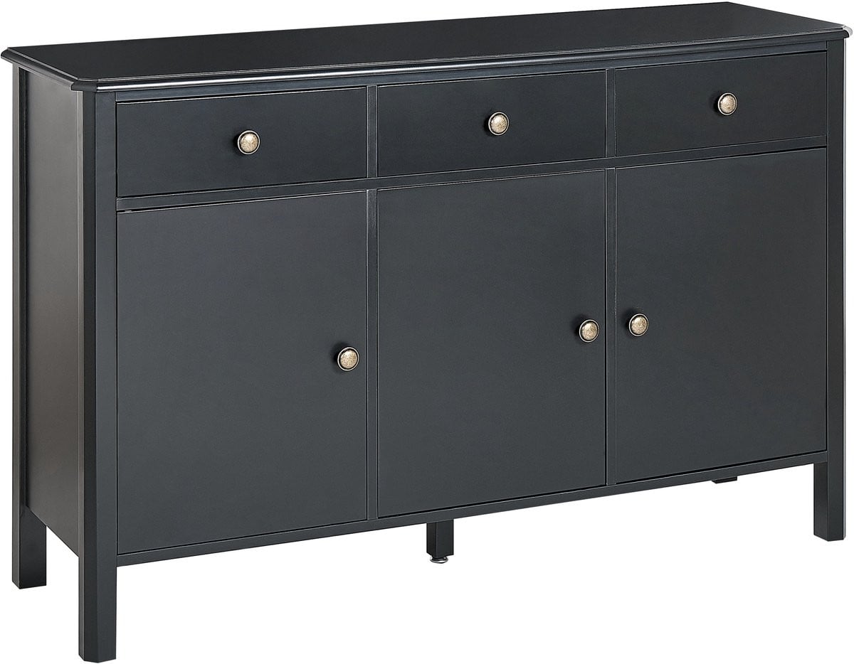 Olate Modern 3-deurs dressoir met ladekasten - Zwart - MDF