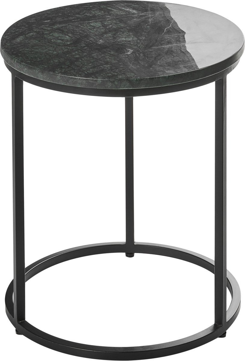 Beliani Tyrell Bijzettafel met Keramisch Marmeren Tafelblad en Metalen Frame - Donkergroen - ø 40 cm