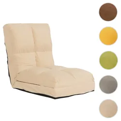 Bodensessel HWC-N45, Schlafsessel Klappsessel Funktionssessel, Schlaffunktion faltbar Stahlrahmen Samt ~ beige