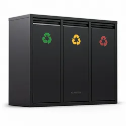 Klarstein Ordnungshüter 3 Mülleimer 45 Liter 3 Eimer Recycling Wandinstallation Schwarz