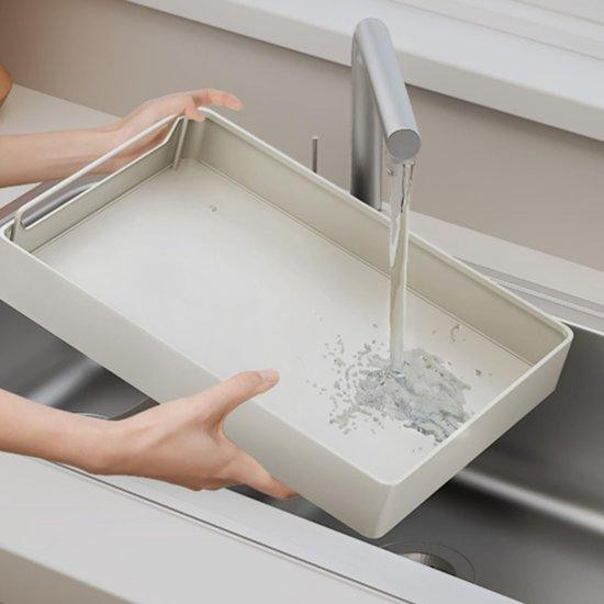 Unyqoos Uittrekbare lade voor keuken en badkamer - Roestvrij staal - Plakmontage zonder gereedschap