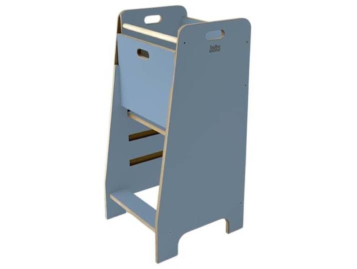 Lernturm aus Holz extra sicher Montessori Küchenhelfer Küchenhelfer Verstellbare Plattform Kitchen Helper Sichere Küchenmöbel Küchentreppe eingebettet (Blau)