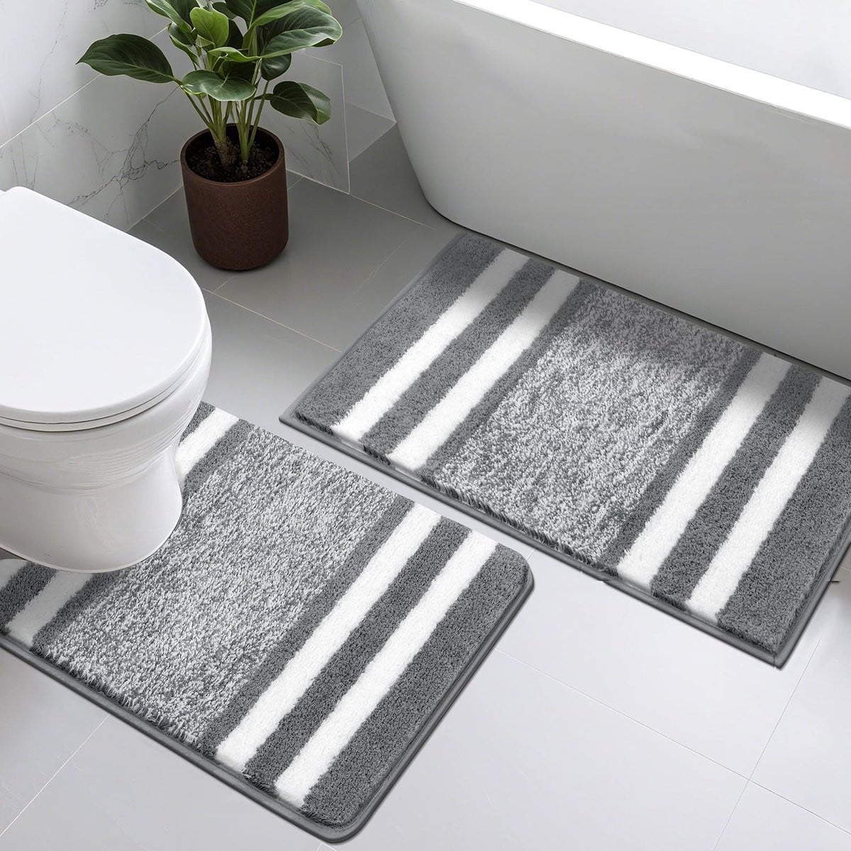 Merkloze waterabsorberende en antislip badmat set van 2 stuks voor volwassenen