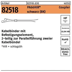 HellermannTyton R 82518 7,6 x 380/100 PA66HIR schwarz (380 mm, 250 Stk.)