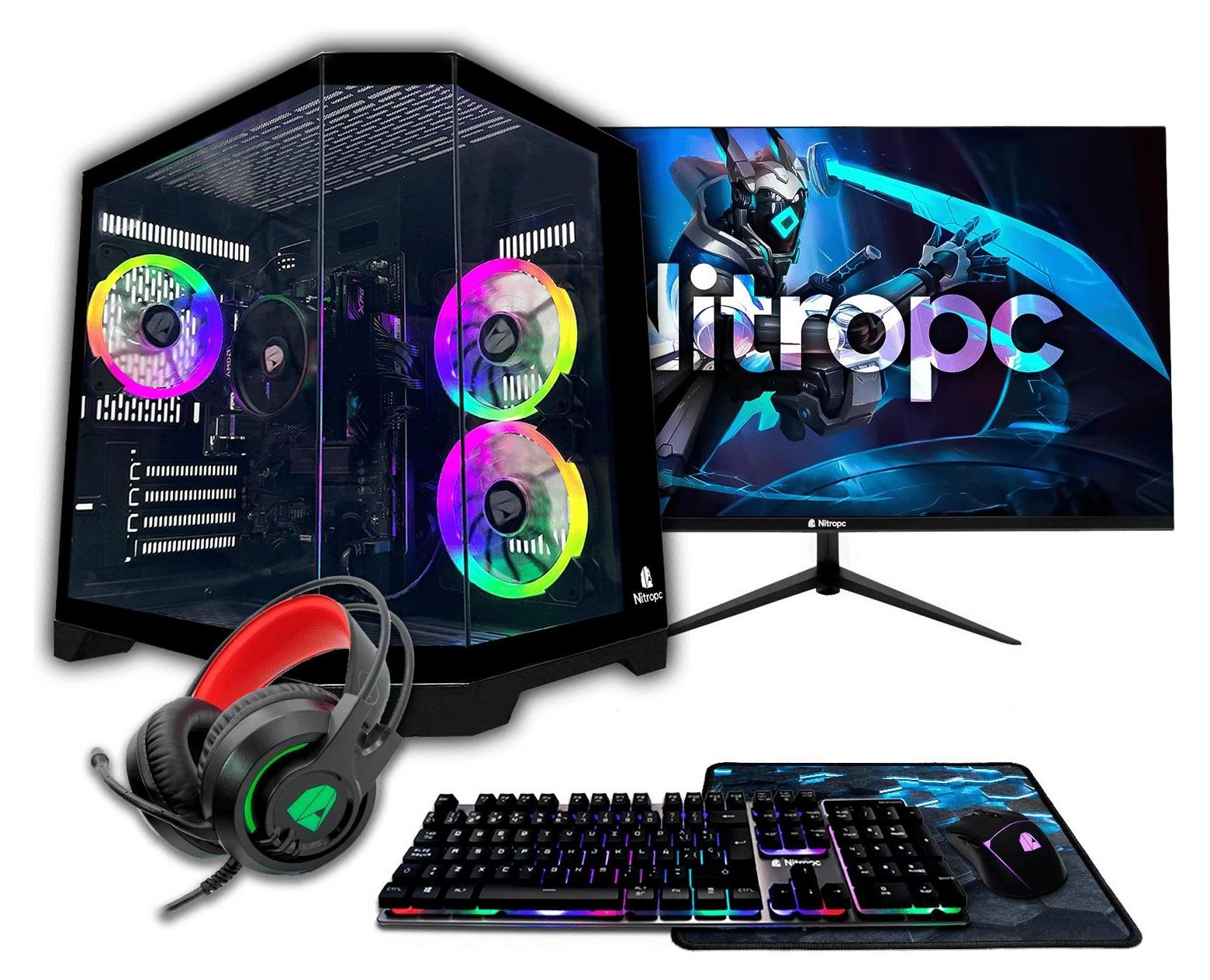 Gaming-Desktop-PC NitroPC Pack Avancé - AMD Ryzen 3 3200G, Radeon Graphics, 8 GB RAM, 480 GB SSD, Windows 11 Pro