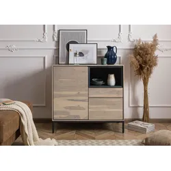 Kommode Akazie 90x45x85 grau-weiß geölt CHICAGO #08