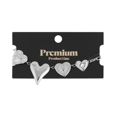 Charm-Armband ADELIA´S "Armband Charmarmband mit mehreren Herzanhängern, 16 cm", gold (goldfarben), Armbänder, Damen, yehwang_16, Stahl, Charm-Armband, Trendiger Modeschmuck mit glänzenden Herzanhängern