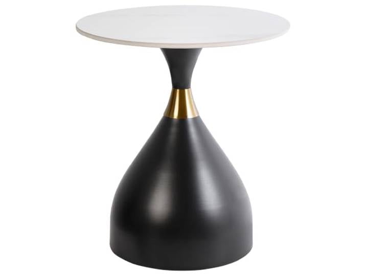 Beliani Beistelltisch Sinterstein weiß/schwarz ø 50 cm rund modernes Design Gold Ituna