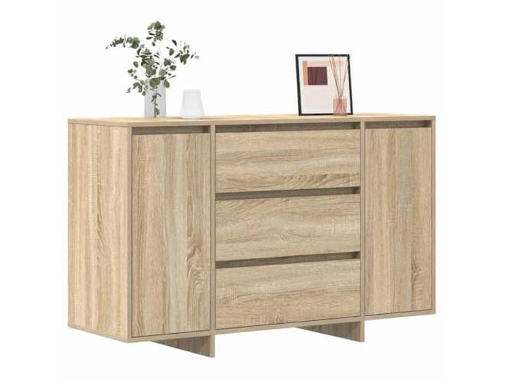 KTHLBRH Sideboard Eiche Sonoma 120 x 41 x 75 cm Holz mehrschichtig 3 Schubladen, 2 Scharniertüren, zeitgenössisches Design, Montage erforderlich