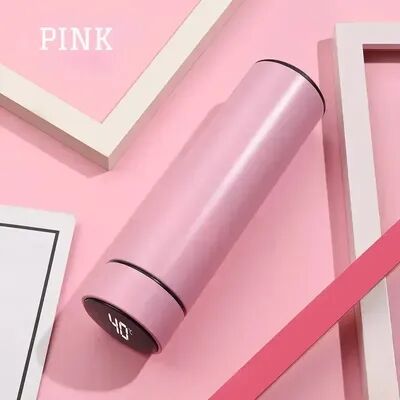 Friendly Fresh Finds Stainless Steel Thermos Bottle With LED Digital Temperature Display Intelligent Temperature Measurement Vacuum Flask pink