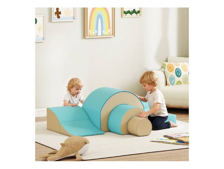 AIYAPLAY Bausteine Kinder Schaumstoff Großbausteine Bunt Spielbausteine, (Riesenbausteine, 5 St., 5 tlg. Klettern Softbausteine), Bauklötze Bausteinset Kunstleder Sand+Grün