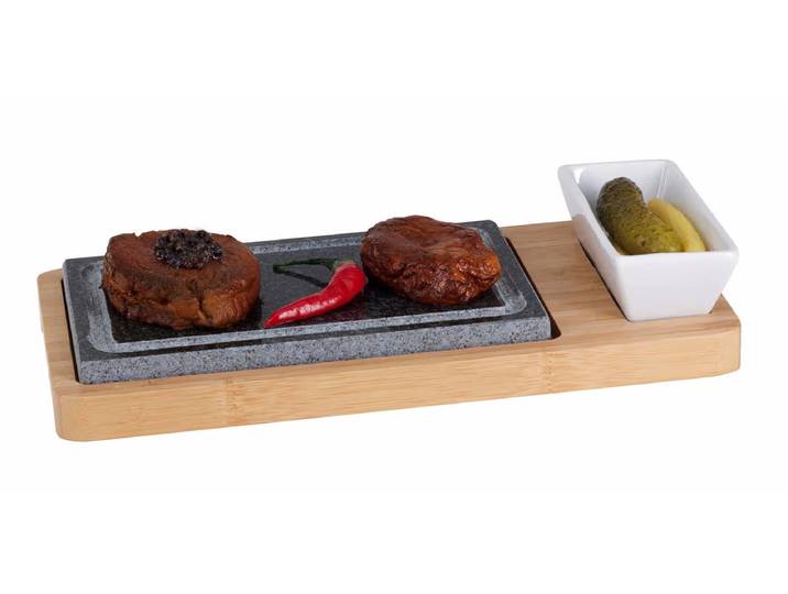 Nouvel Hot-Stone Bambus Warmhalteplatten – Tischgrill – braun