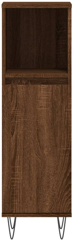 George Oliver Huard Freestanding Linen Cabinet Brown Oak 100cm H X 30cm W X 30cm D