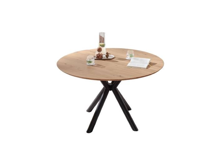 Esstisch Massivholztisch 120 cm rund Wildeiche ausziehbar - ARVID
