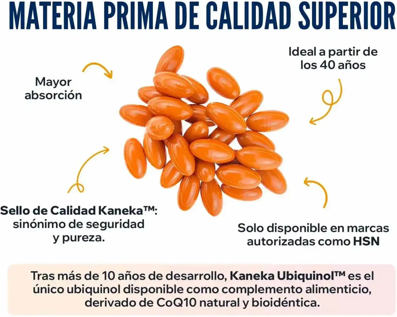 HSN Ubiquinol (Kaneka Ubiquinol™) 100mg - 120 perlas vegetales - Antioxidantes - Perlas Vegetales - 120  Servicios