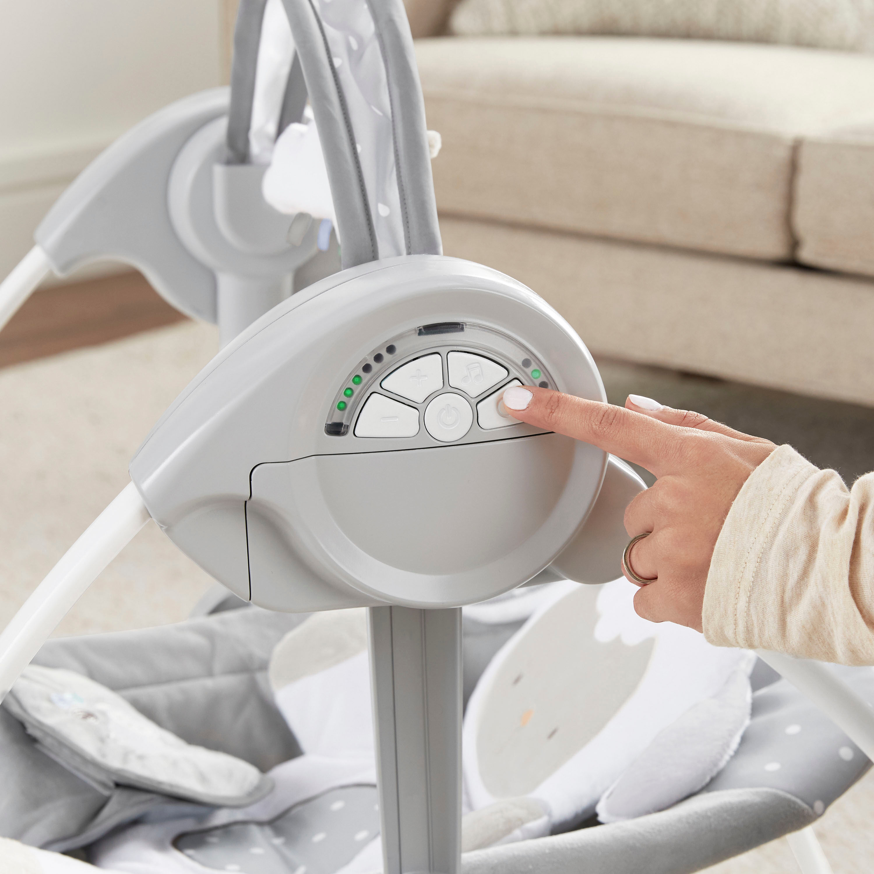 Babyschaukel INGENUITY "Comfort 2 Go, Cuddle Lamb", Baby, grau, Kunststoff, Metall, Stoff, Babywippen Babyschaukel, tragbar grau Einheitsgröße
