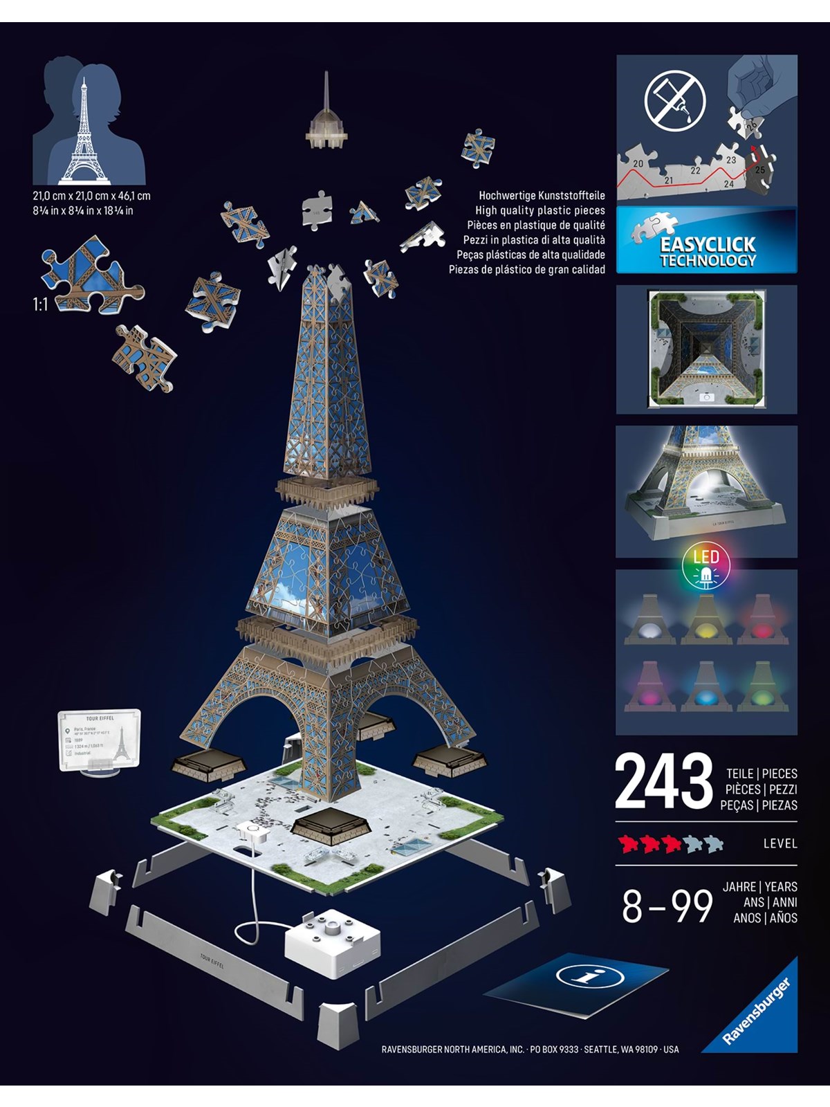 Ravensburger Iconics: Eiffelturm - mit Licht 3D Puzzle