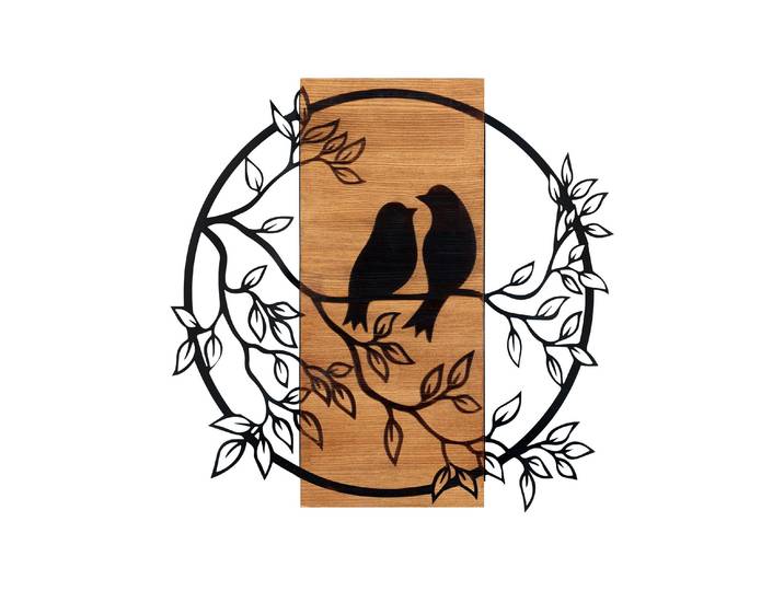 Wanddekoobjekt Wallxpert Vogel 59.5 cm x 58.5 cm , schwarz (schwarz, walnuss), B:59,5cm H:58,5cm, MDF, Wanddekoobjekte, Wanddekoobjekt