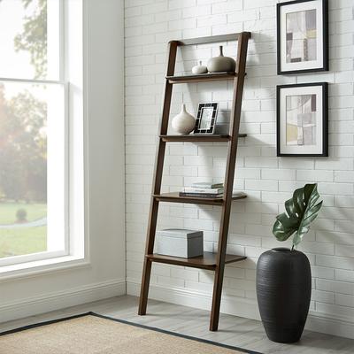 Bamax Dylan Solid Bamboo Leaning Bookshelf with Four Open Shelves