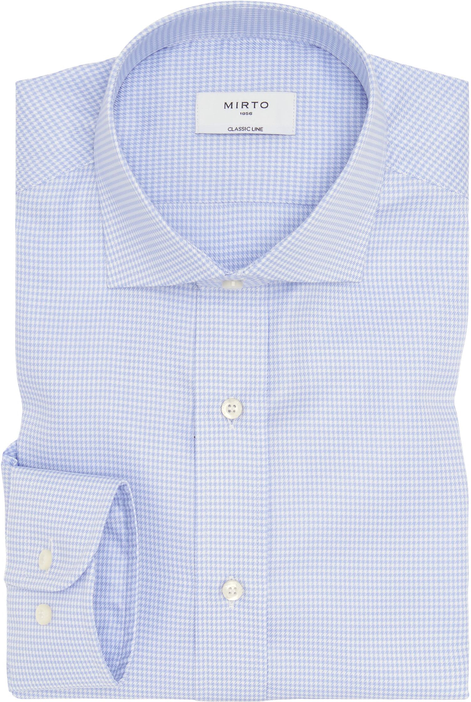 MIRTO Camisa vestir azul puño mixto estructura pata de gallo-41 - 16 Hombre