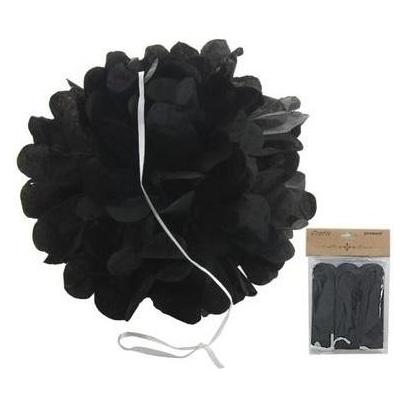Polsirhurt Pompom-Papierdekoration, schwarz, 25 cm, 3 Stück (47592369)