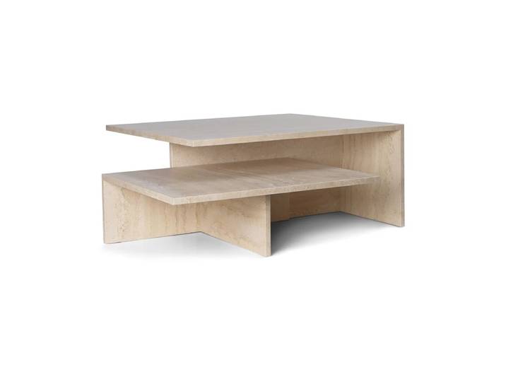 Ferm Living - Distinct Grande Duo Couchtisch, Travertin-Stein