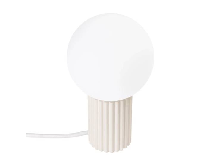 Lampe de table avec relief beige et sphère en verre