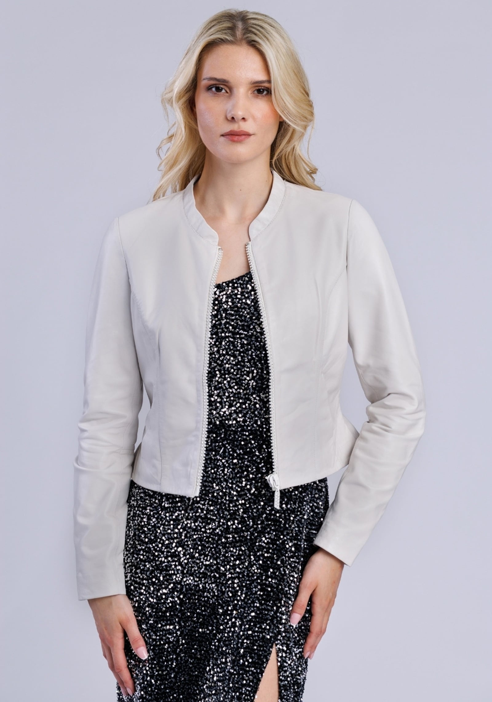 Lederjacke FREAKY NATION "Leather Jacket-FN", Damen, Gr. XL(42), weiss (weiß), Oberstoff: 100% Leder. Futter: 100% Baumwolle, normal, Jacken Lederjacke weiß XL(42)