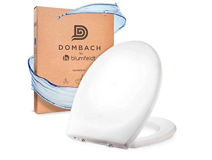 Dombach® Kaiana Abattant WC avec Frein de Chute (Ovale\, Blanc\, Duroplast)\, Innovant Premium lunette WC Antibactérien\, Clipsable\, Lunette WC Frein de Chute\, Acier Inox\, Fixation Abattant WC