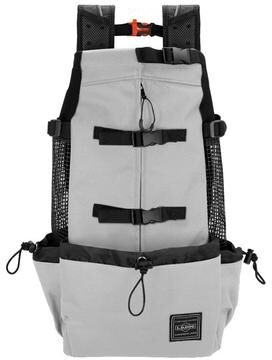 PetsAreLife Explore Together Lightweight Polyester Dog Backpack Sack Carrier, Waterproof & Comfortable For Every Journey Gray XL