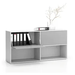 Büroregal LAYERS, lang, 2 Boxen, 1582 x 400 x 777, weiß / grau