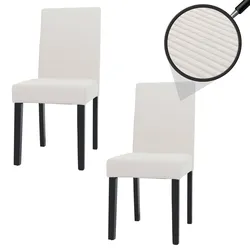2er-Set Esszimmerstuhl Littau, Stuhl Küchenstuhl Hochlehner, Stoff/Textil Cord Holz ~ creme, dunkle Beine