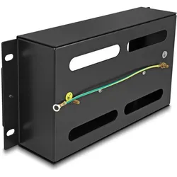 Delock 10" Schutzschalterleiste mit Abdeckung und Hutschiene 3 HE Metall schwarz, Serverschrank Zubehör, Schwarz